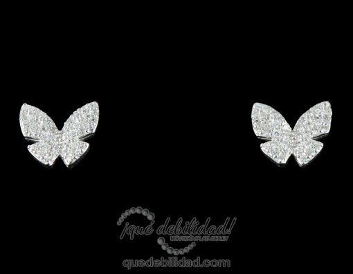 Pendientes de plata con mariposa circonitas blancas